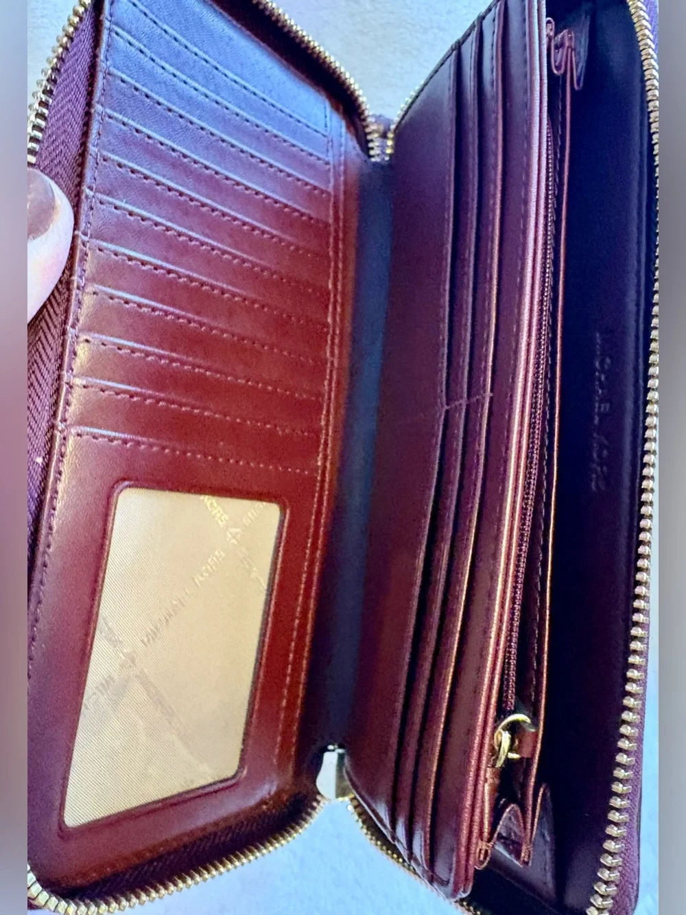 Michael Kors Jet Set Continental Wallet in Signature Oxblood Print